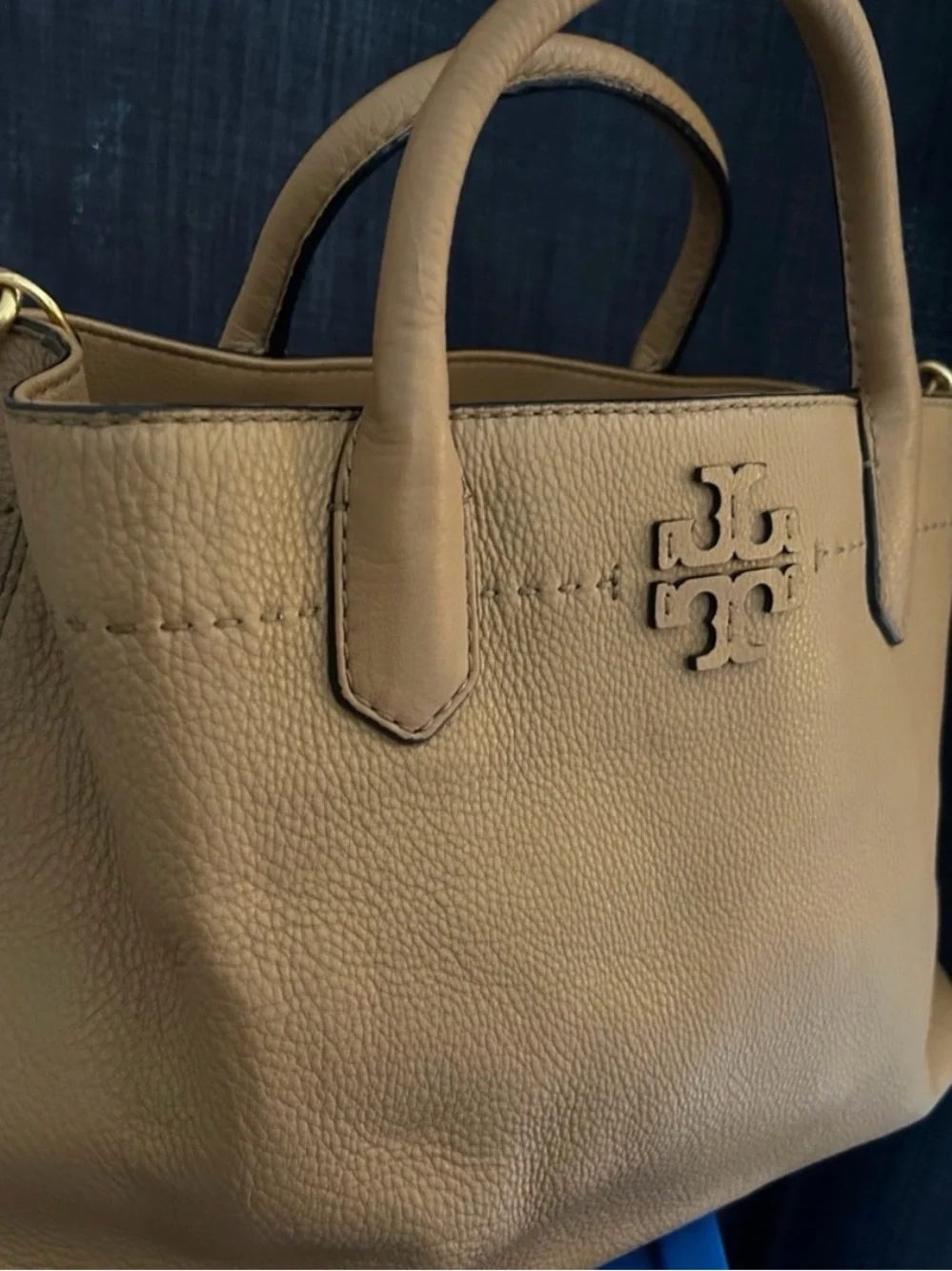 Tory Burch Tan Pebbled Leather Satchel